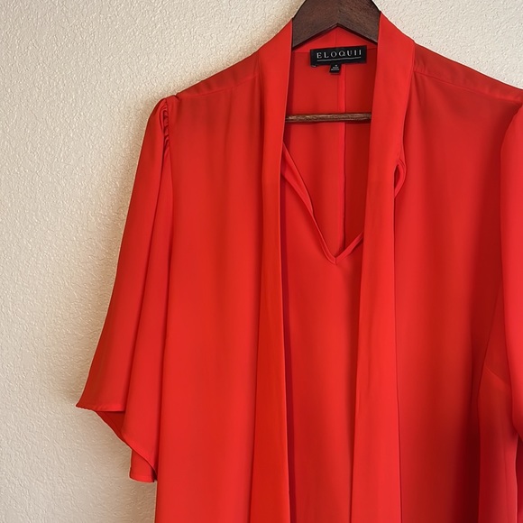 Eloquii Tops - ELOQUII | Orange Flutter Sleeve Work Blouse Top Size 18